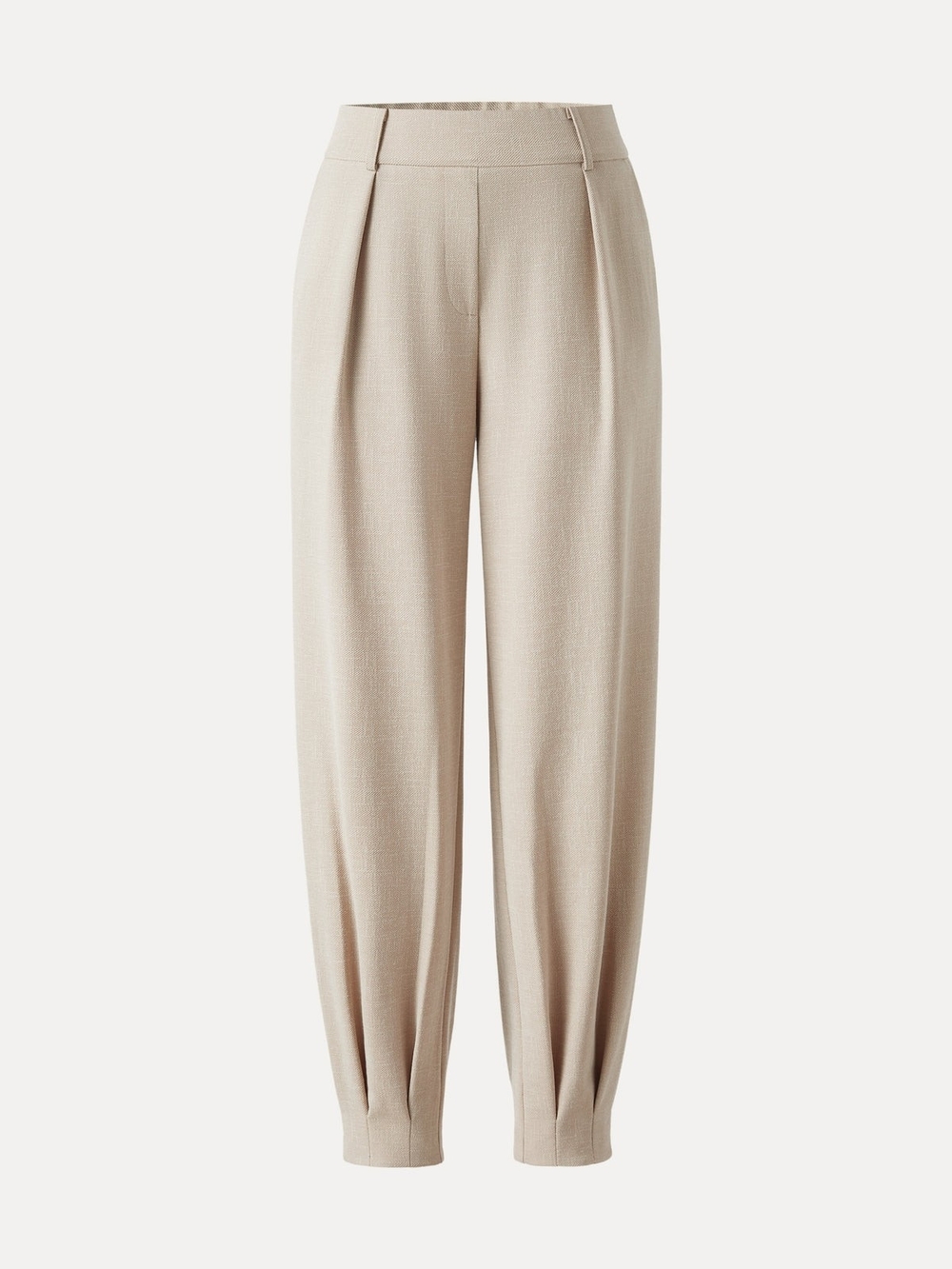 OGL Heather Ivory High-Waist Pleated Tapered Trousers